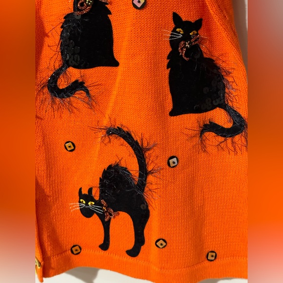 NEW Design Options by Philip and Jane Gordon Black Cat Cardigan Size M - Picture 7 of 14